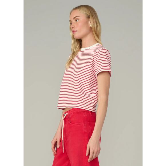 Joe's Jeans The Boxy Tee - White/Cherry Red Stripe NWT VARIOUS SIZES - Picture 3 of 6